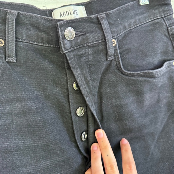 AGOLDE Riley Long Cropped High Rise black Denim 27 - Picture 5 of 9